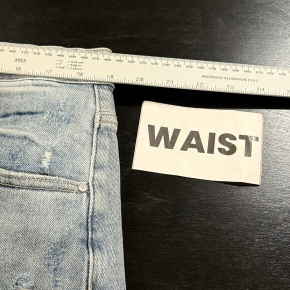 NWT RISEN JEANS Distressed Raw Frayed Edge Stretch Blue Denim Mini Skirt Sz 3X - Picture 11 of 12